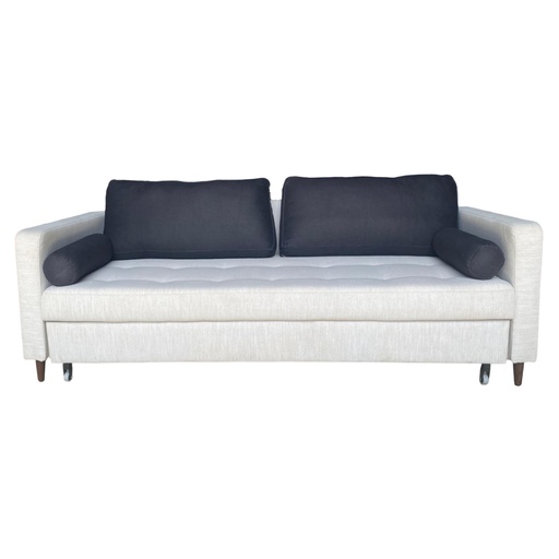 [CN821730M] Canapé Olivia convertible, tissu gris chiné avec pieds en bois
