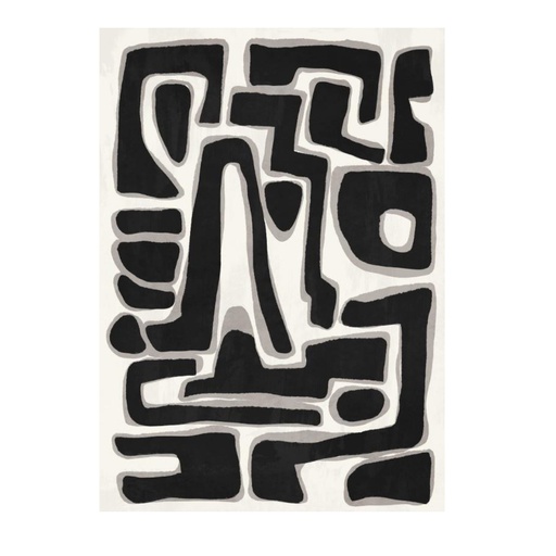 [LX80997100X140] Toile encadrée motifs abstraits avec caisse américaine noir 100x140 cm