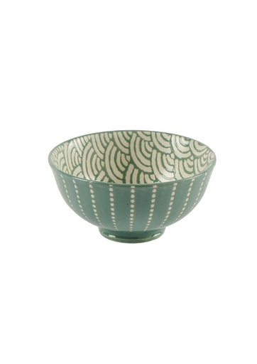 [COUHAO008] Coupelle en porcelaine Alméria coloris vert d'eau extérieur pointillés écru