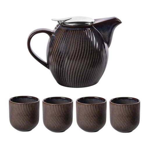 [BAD207209] Coffret théière 0,9l+4 gobelets Mao noir