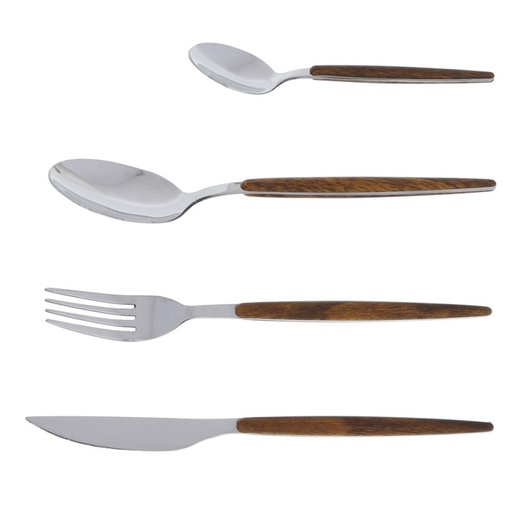 [BAD646466] Ménagère effet bois Amsterdam 24 pièces