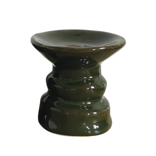 [OPJ017225G] Grand Bougeoir en céramique Padre kaki assortie