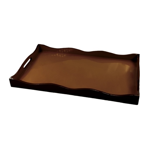 [OPJ017271] Plateau rectangle marron Ondule L52