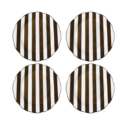 [OPJ017780] Set de 4 assiette plate trattoria marron