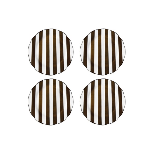 [OPJ017781] Set de 4 assiette dessert trattoria marron