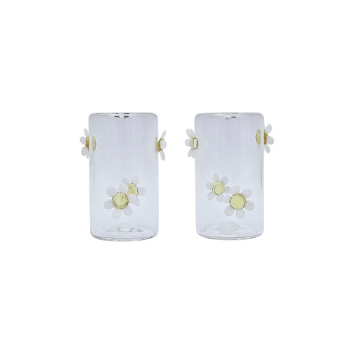 [OPJ017528] Sel & poivre motif fleurs 3D marguerites jaune