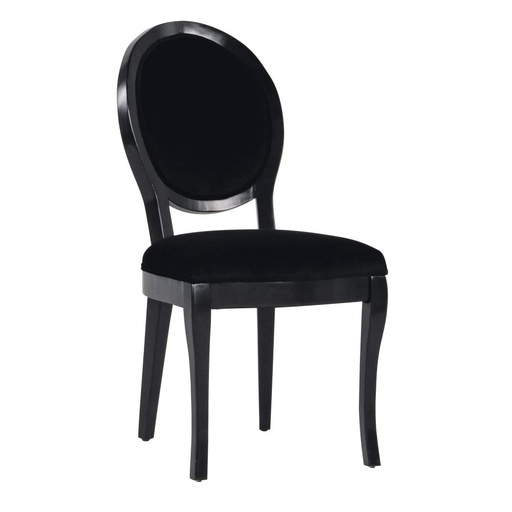 [CN923662] Chaise Joséphine velours noir avec pieds en bois