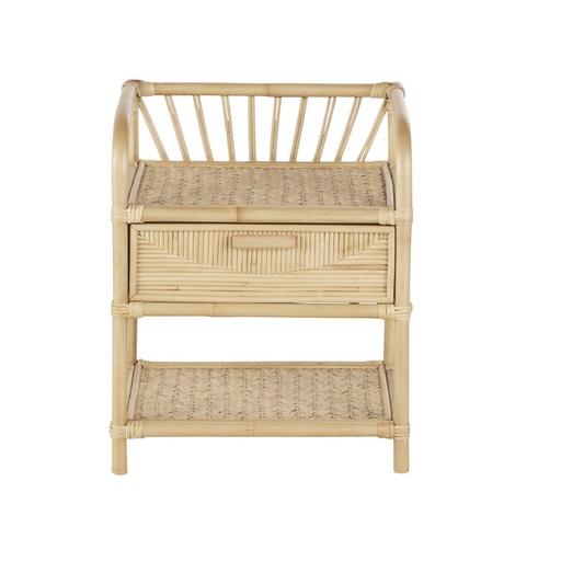 [CN421955] Table de chevet Tanja en rotin beige 1 tiroir