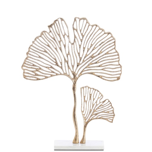 [LLV7488285] Ornement sur socle Leaf marbre blanc