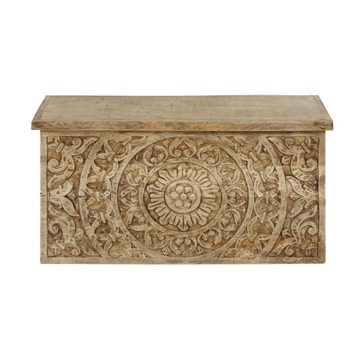 [CN621530] Coffre de rangement Tahina en manguier gravé