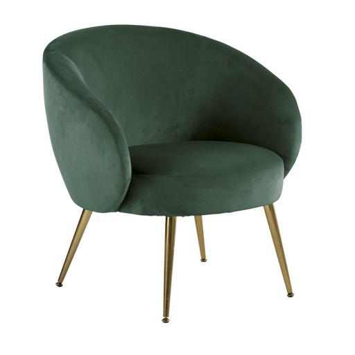 [CN024443] Fauteuil Bizou en velours vert forêt