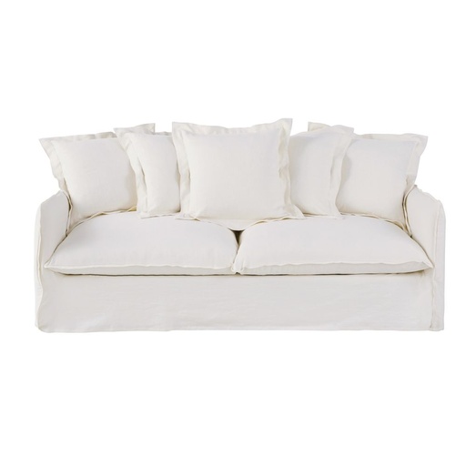 [CN424229] Canapé Barcelone 3/4 places en effet lin blanc