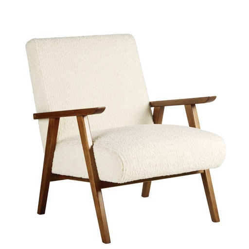 [CN021003] Fauteuil vintage Hermann en bois de hêtre et velours côtelé blanc