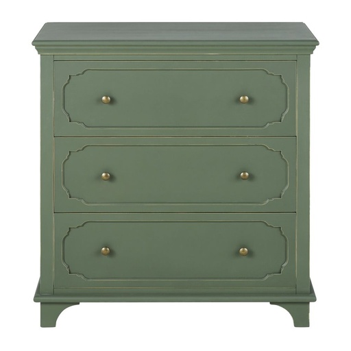 [CN123771] Commode en bois Selena 3 tiroirs en bois, coloris vert kaki