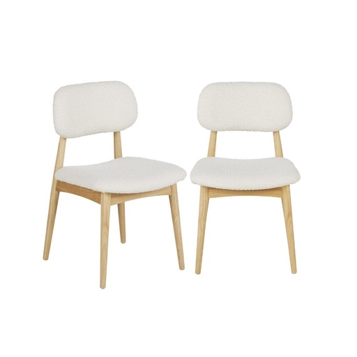 [CN723854] Lot 2 Chaises Sixty bouclettes écrues design moderne