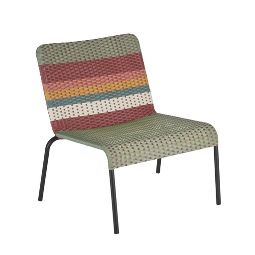 [CN823781] Fauteuil de jardin en résine recyclée tressée et acier noir Sao Antao