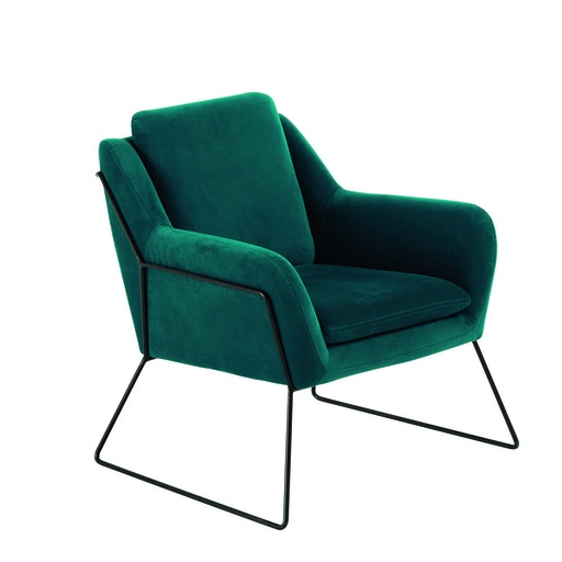 [CN317499] Fauteuil Jasper en velours bleu pétrole