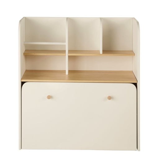 [CN724346] Bureau bibliothèque enfant Waren combiné écru à roulettes