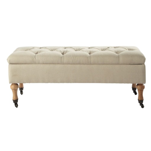 [CN523431] Banquette Colette beige avec coffre de rangement et roulettes