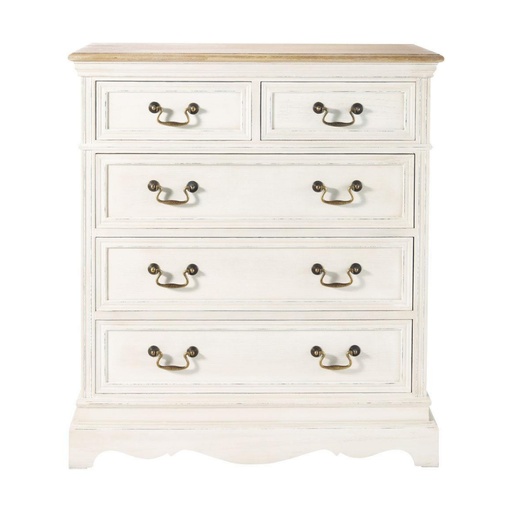 [CN112246] Commode haute Léontine 5 tiroirs crème
