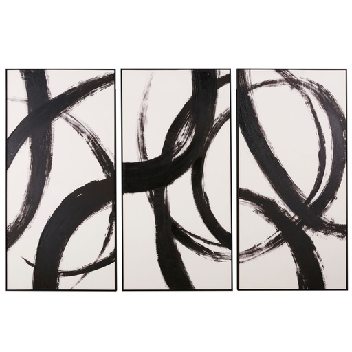 [CN624718] Triptyque Broadway peint abstrait noir et blanc