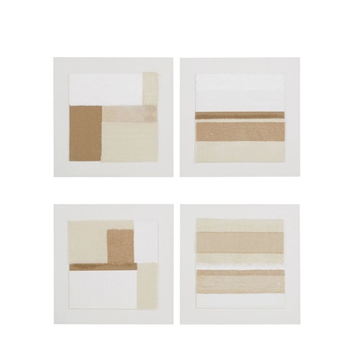 [CN323980] Toiles abstraites Sohane peintes blanches, beiges et taupe (x4)