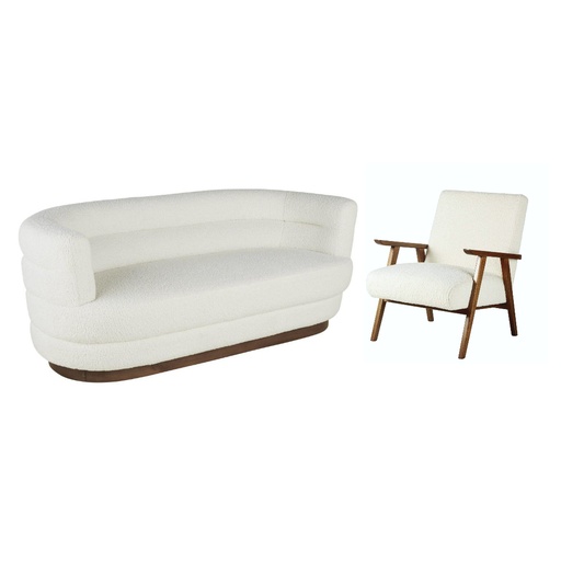 [CN221977M] Salon Jeff 4 places imitation fourrure écrue