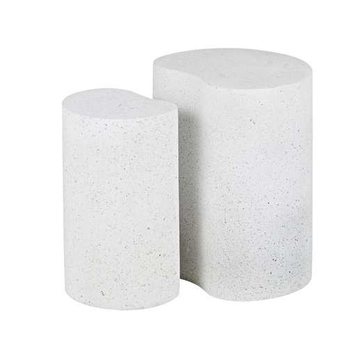 [CN524009] Set de 2 Bouts de canapé LEO effet terrazzo blanc