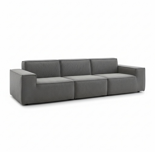 [LANGB388] Canapé Brooklyn 3/4 places en tissu côtelé gris beige