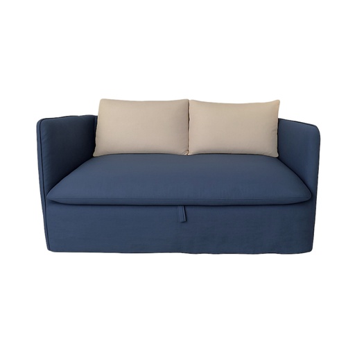 [CN324239] Canapé convertible Louvain 2/3 places en lin froissé bleu nuit