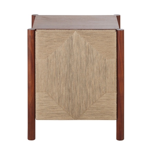 [CN223957] Petit meuble de rangement Edouard en bois d'acacia et jute 2 portes marron