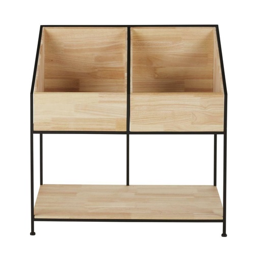 [CN423910] Meuble de rangement Jimmy vinyle en bois de sapin et fer recyclé noir