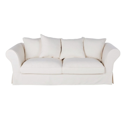 [CN824220] Canapé convertible Roma 2 places en tissu ivoire effet lin