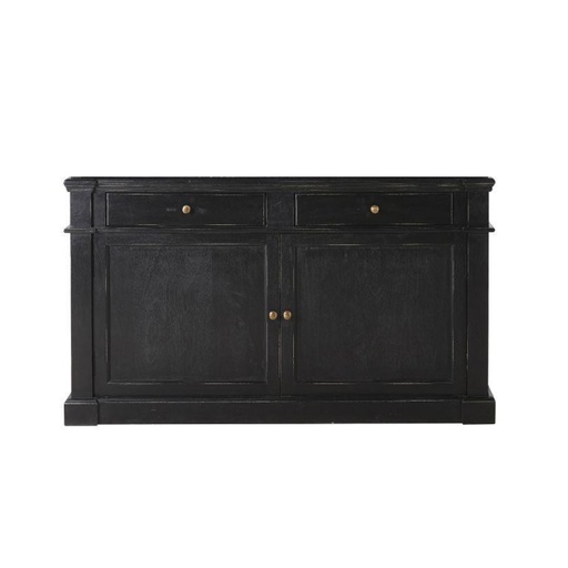 [CN119649M] Buffet Versailles portes 2 tiroirs en manguier massif noir