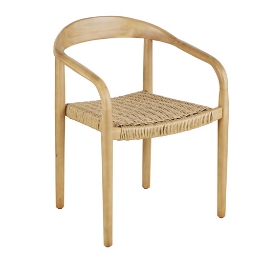 [CN923893] Chaise à dîner Luanda Business de jardin professionnelles en bois d'acacia et résine tressée recyclée beige