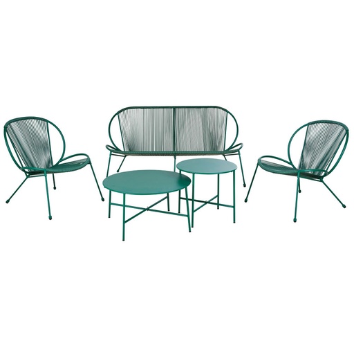 [CN423840] Salon de jardin Nosara 4 places en résine et métal verts