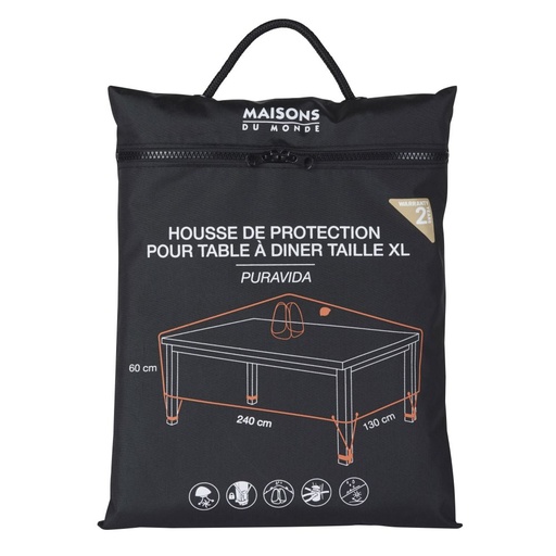 [CN922964] Housse de protection PURAVIDA pour table de jardin rectangulaire noire L240