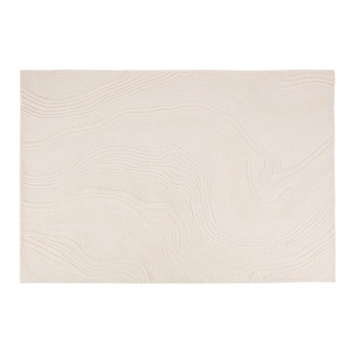 [CN124736] Tapis Jorari en laine tuftée et ciselée motif abstrait écru 160x230