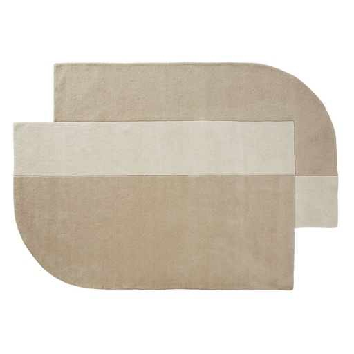 [CN921791] Tapis Coloco asymétrique en laine et coton tuftés main écrus et taupe 160x230