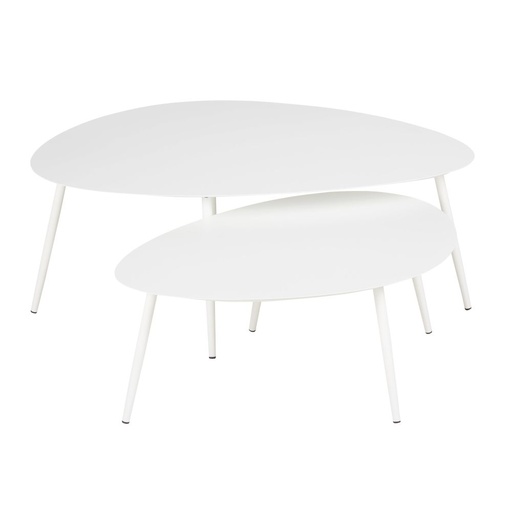 [CN224582] Tables basses gigognes Lumpa de jardin en acier blanc