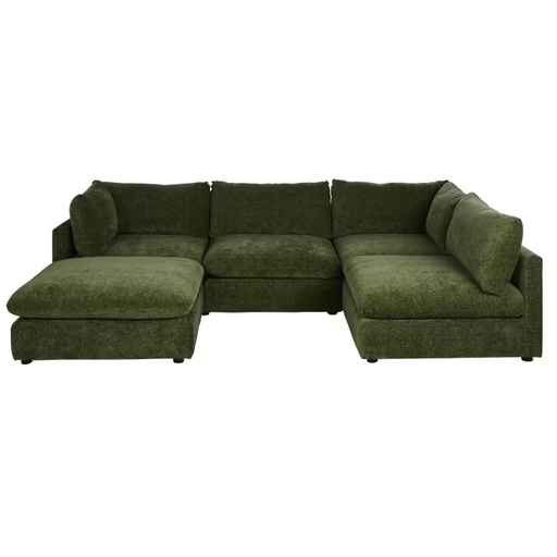 [CN024697] Canapé d'angle droit Sunset 5/6 places en textile chenille vert