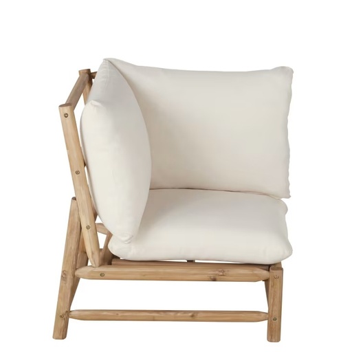 [CN523021] Angle pour canapé de jardin Negara modulable en bois d'acacia et coussins écrus