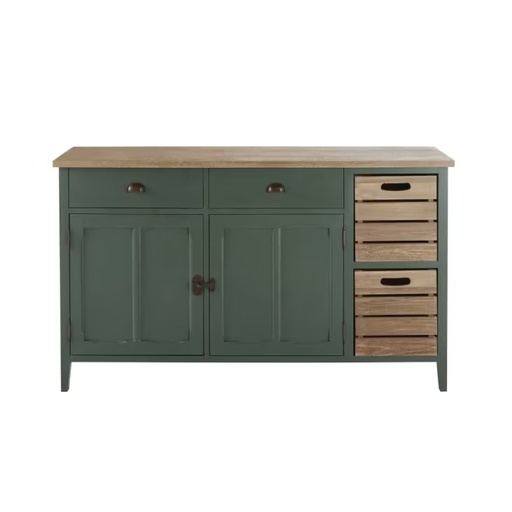 [CN020908] Buffet enfilade Beaumont 2 portes et 4 tiroirs vert foncé