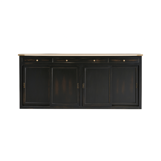 [CN617603M] Buffet Indies 4 portes 3 tiroirs en manguier massif noir