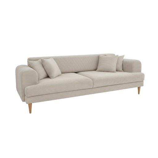 [CASACANPUN2432] Canapé Savana 3 places en velours cotelé beige clair