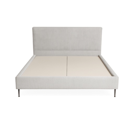 [CASADLTDLG2432] Lit double City en velours côtelé beige clair, couchage 180x200