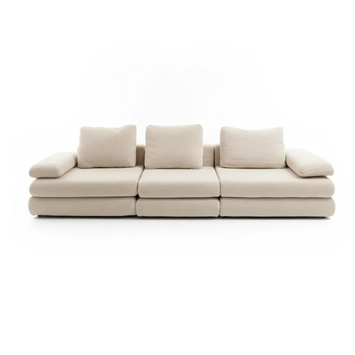 [KEN101017] Canapé-lit convertible Masseno 4 places en tissu beige clair