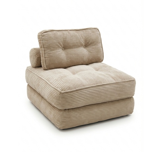 [KEN101025] Fauteuil convertible Bogota en tissu côtelé beige