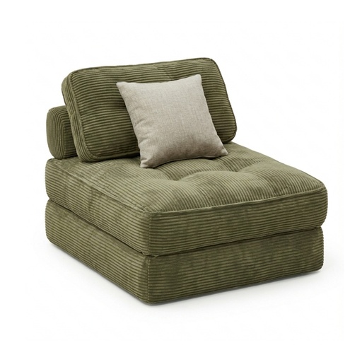 [KEN101026] Fauteuil convertible Bogota en tissu côtelé vert kaki