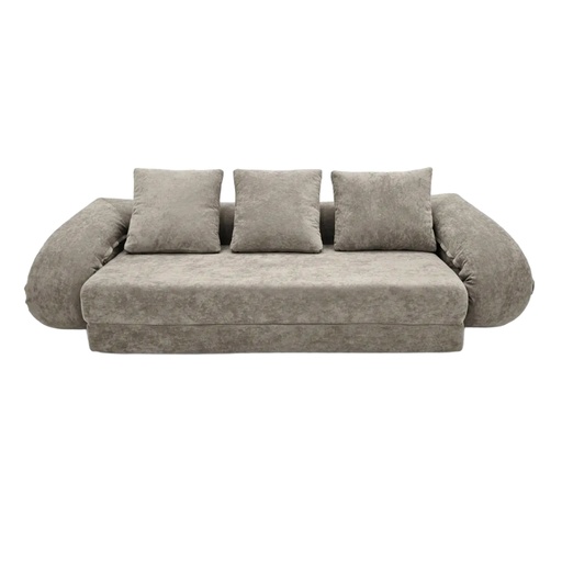 [KEN101029] Canapé-lit Sereno 3 places en tissu texturé taupe